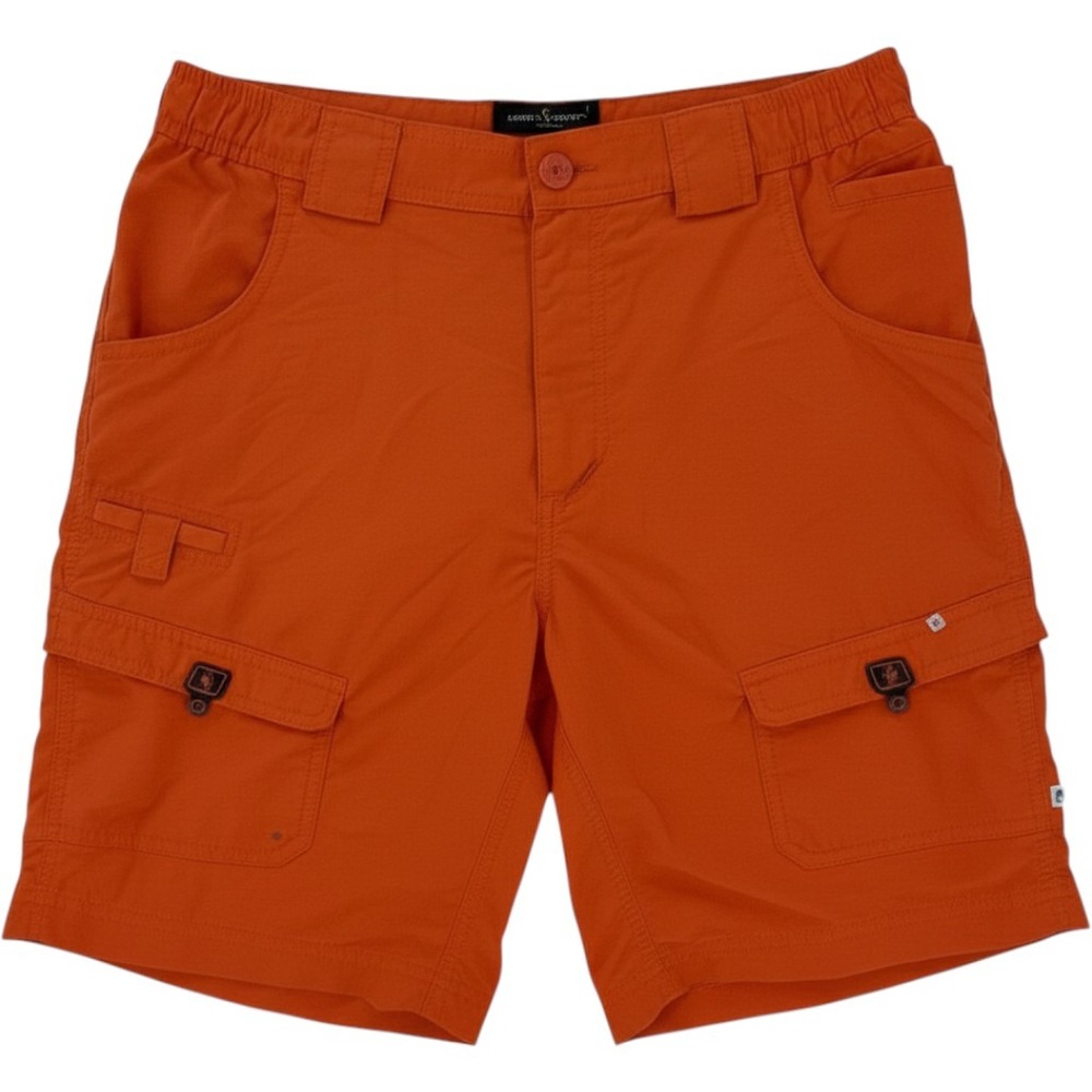 Hook & Tackle Mens Orange Technical Fishing Shorts Nylon Cargo Outdoor Size 34